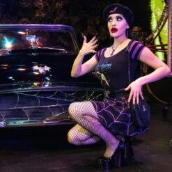 Elvira Moon Crescent Glitter Shoulder Top -Creepy Wear World GSTEMG 5