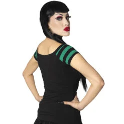 She Creature Glitter Shoulder Top -Creepy Wear World GSTSCG 4