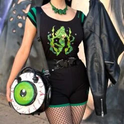 She Creature Glitter Shoulder Top -Creepy Wear World GSTSCG 5