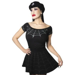 Spiderweb Grey Shoulder Top -Creepy Wear World GSTSWG 3