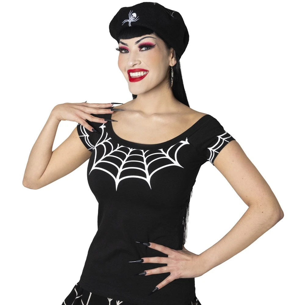 Spiderweb White Shoulder Top 2 Spiderweb White Shoulder Top - Image 2