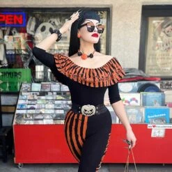 Ruffle Top Trick Or Treat Stripe -Creepy Wear World GTGTTS 5