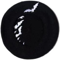 Bat Repeat White Beret Hat -Creepy Wear World HBBBR 3