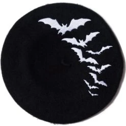 Bat Repeat White Beret Hat -Creepy Wear World HBBBR 4