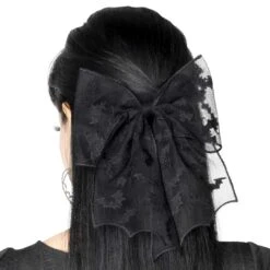 Bat Lace Hair Bow 9 Bat Lace Hair Bow -Creepy Wear World HBBLB 4