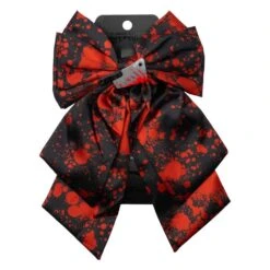 Blood Splatter Cleaver Satin Hair Bow -Creepy Wear World HBBSCS 3