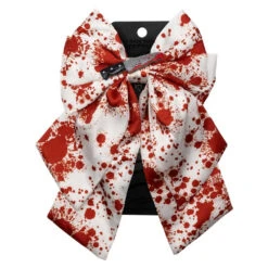 Blood Splatter Knife Satin Hair Bow -Creepy Wear World HBBSKS 3