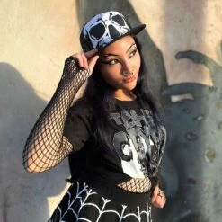 Big Skull White Trucker Hat 9 Big Skull White Trucker Hat -Creepy Wear World HBBSW 5