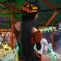 Trick Or Treat Pumpkin Black Beret -Creepy Wear World HBBTTPB 3