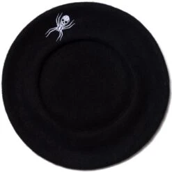 Web Black Beret Hat -Creepy Wear World HBBWB 3