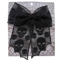 Skull Lace Hair Bow -Creepy Wear World HBSLB 3