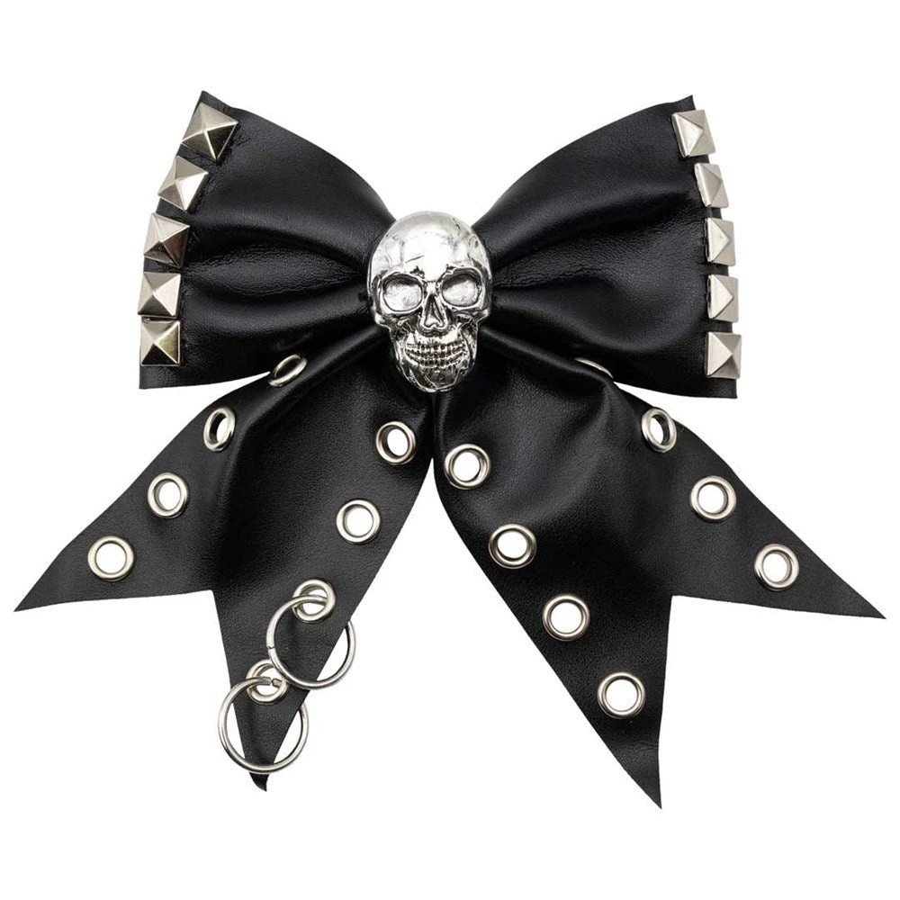 Skull Punk Stud Hair Bow 1 Skull Punk Stud Hair Bow
