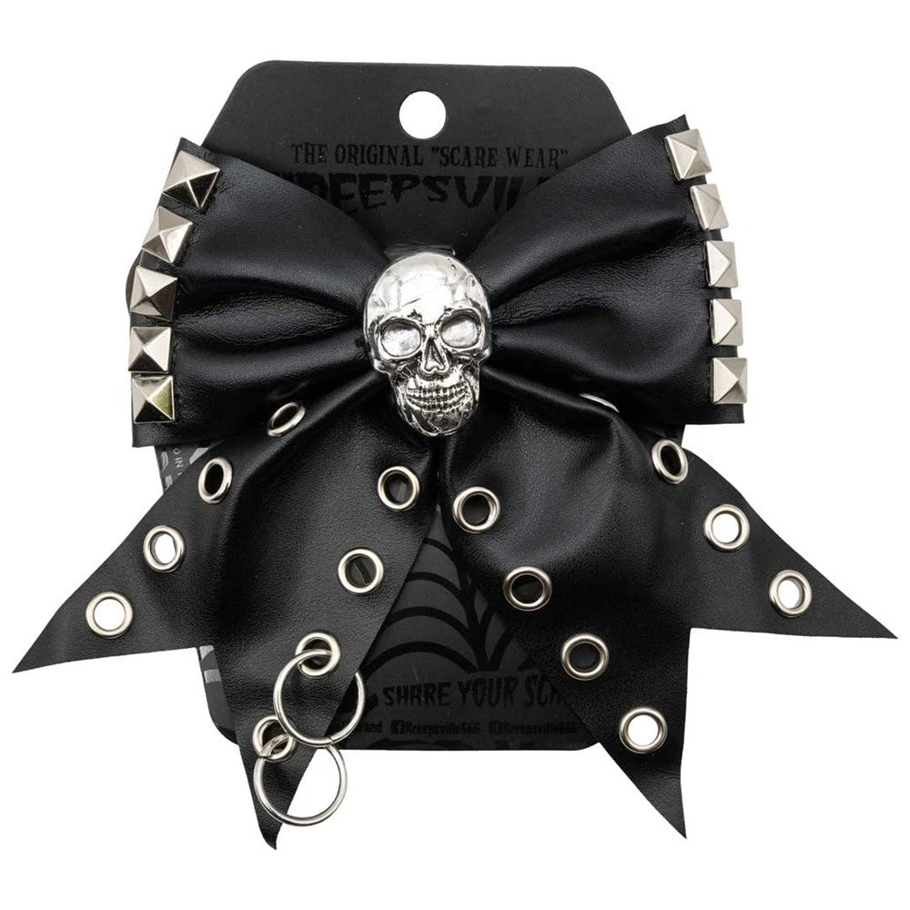 Skull Punk Stud Hair Bow 3 Skull Punk Stud Hair Bow - Image 3