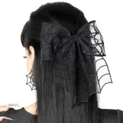 Spiderweb Lace Hair Bow -Creepy Wear World HBSWL 4