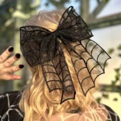 Spiderweb Lace Hair Bow -Creepy Wear World HBSWL 5
