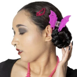 Bat Hair Claw Clip Pink 10 Bat Hair Claw Clip Pink -Creepy Wear World HCCBP 5
