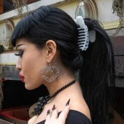 Skeleton Ribcage Hair Claw Clip Glow In The Dark -Creepy Wear World HCCSRG 6