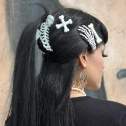 Skeleton Ribcage Hair Claw Clip Glow In The Dark -Creepy Wear World HCCSRG 7