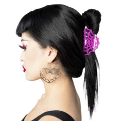 Spiderweb Hair Claw Clip Pink 8 Spiderweb Hair Claw Clip Pink -Creepy Wear World HCCSWP 4