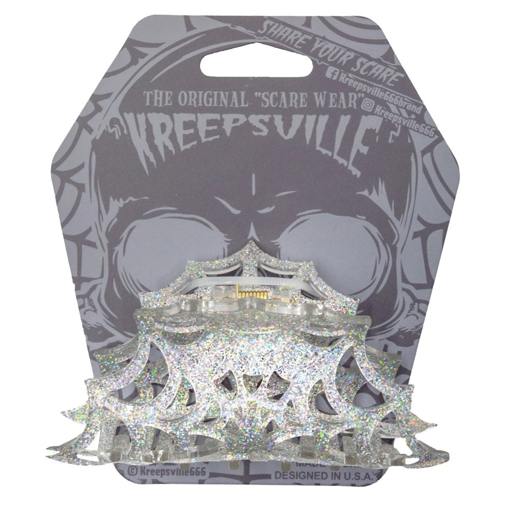 Spiderweb Hair Claw Clip Silver 3 Spiderweb Hair Claw Clip Silver - Image 3