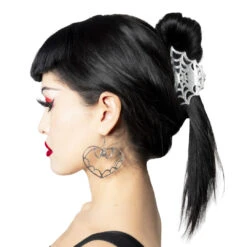Spiderweb Hair Claw Clip Silver 8 Spiderweb Hair Claw Clip Silver -Creepy Wear World HCCSWS 4