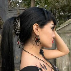 Spider Charm Web Claw Clip Silver -Creepy Wear World HCCWSCS 6