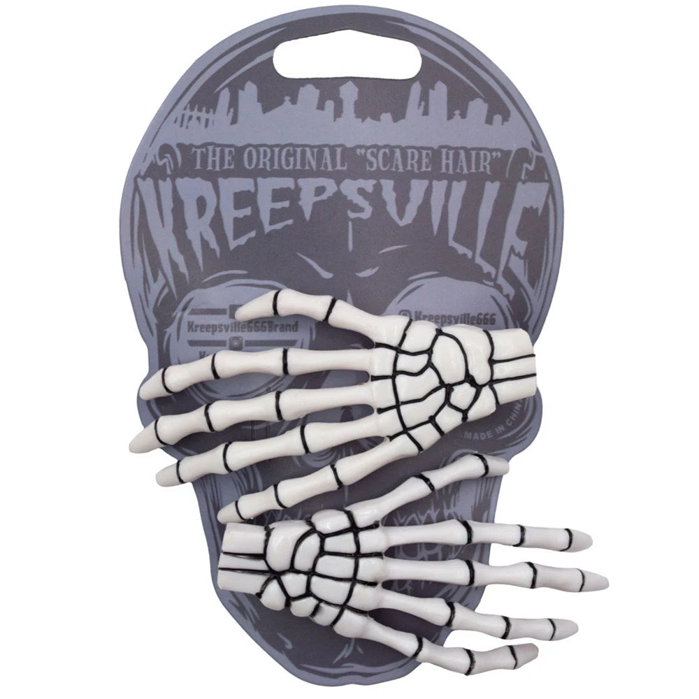 Skeleton Bone Hand Hairslides White 2 Skeleton Bone Hand Hairslides White - Image 2