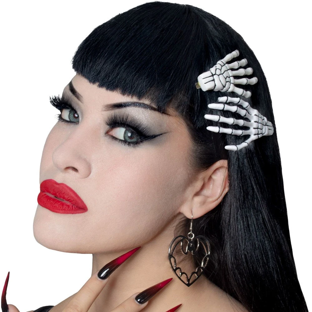 Skeleton Bone Hand Hairslides White 3 Skeleton Bone Hand Hairslides White - Image 3