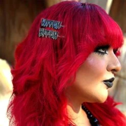 Witch Bitch Text Hair Slides -Creepy Wear World HSTWB 4