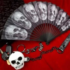 Anatomical Skull Fabric Fan -Creepy Wear World HWFAS 4