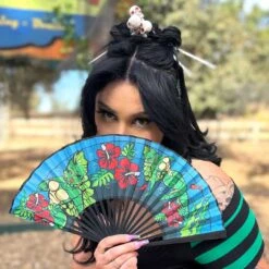 Creature Tiki Fabric Fan -Creepy Wear World HWFCT 4