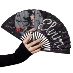 Elvira Bewitched Fabric Fan -Creepy Wear World HWFEB 3 25c3e84d 8d4a 4798 a84c 5633f9554c4e
