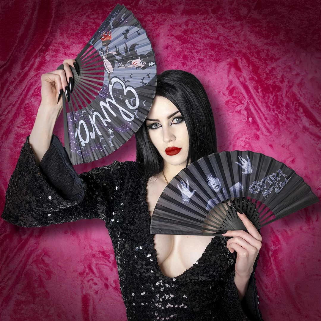 Elvira Dark Love Fabric Fan 4 Elvira Dark Love Fabric Fan - Image 4