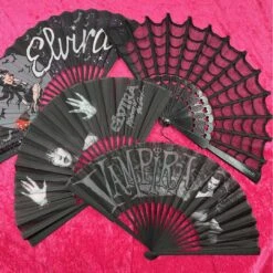 Elvira Dark Love Fabric Fan 9 Elvira Dark Love Fabric Fan -Creepy Wear World HWFEDL 5