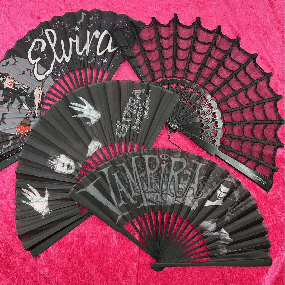 Elvira Dark Love Fabric Fan 5 Elvira Dark Love Fabric Fan - Image 5