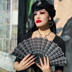 Spiderweb Scallop Fan Black -Creepy Wear World HWFEWB 5