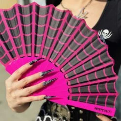 Spiderweb Scallop Fan Pink 9 Spiderweb Scallop Fan Pink -Creepy Wear World HWFEWP 5