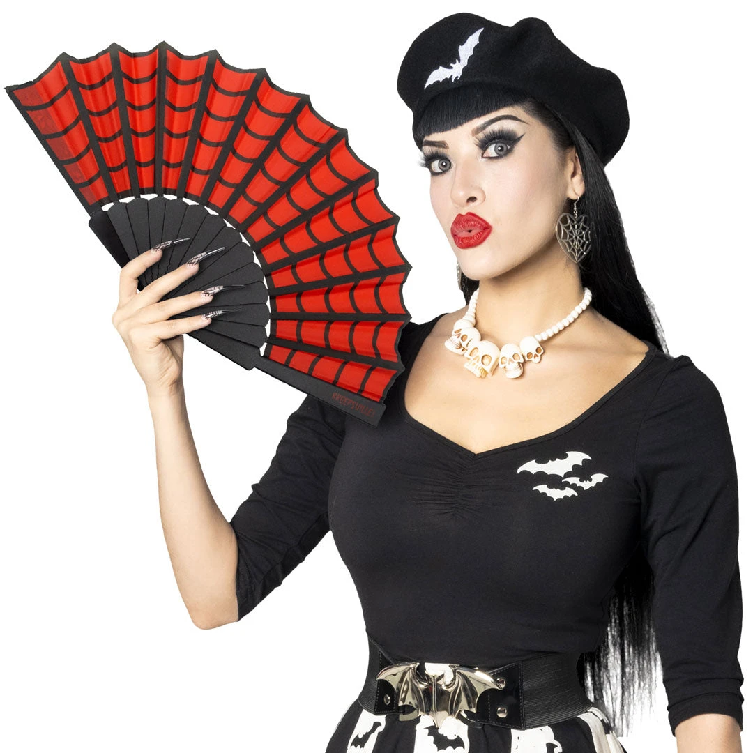 Spiderweb Scallop Fan Red 2 Spiderweb Scallop Fan Red - Image 2