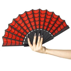 Spiderweb Scallop Fan Red 7 Spiderweb Scallop Fan Red -Creepy Wear World HWFEWR 3