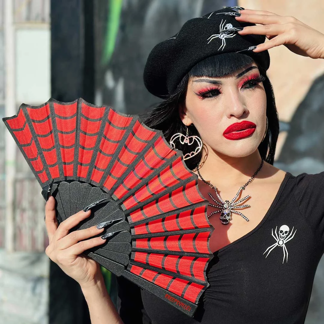 Spiderweb Scallop Fan Red 5 Spiderweb Scallop Fan Red - Image 5