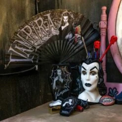Vampira Coffin Fabric Fan -Creepy Wear World HWFVC 4