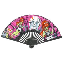 Zombie Girl Pink Fabric Fan