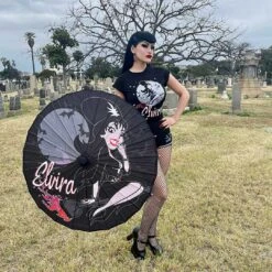 Elvira Bewitched Fabric Parasol -Creepy Wear World HWPEBW 4