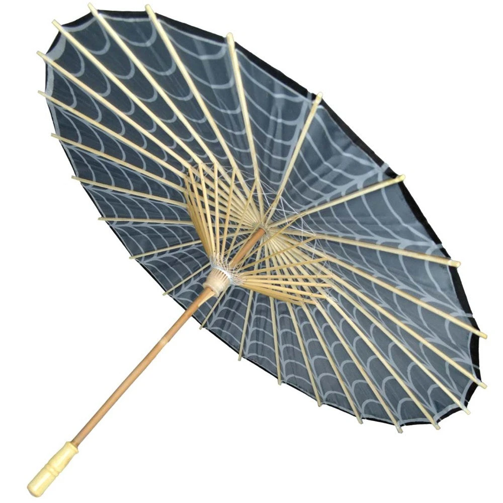 Spiderweb Grey And Black Fabric Parasol 2 Spiderweb Grey And Black Fabric Parasol - Image 2