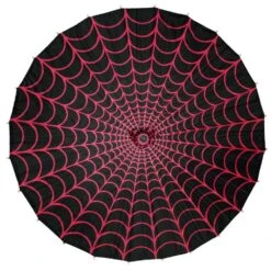 Spiderweb Pink And Black Fabric Parasol