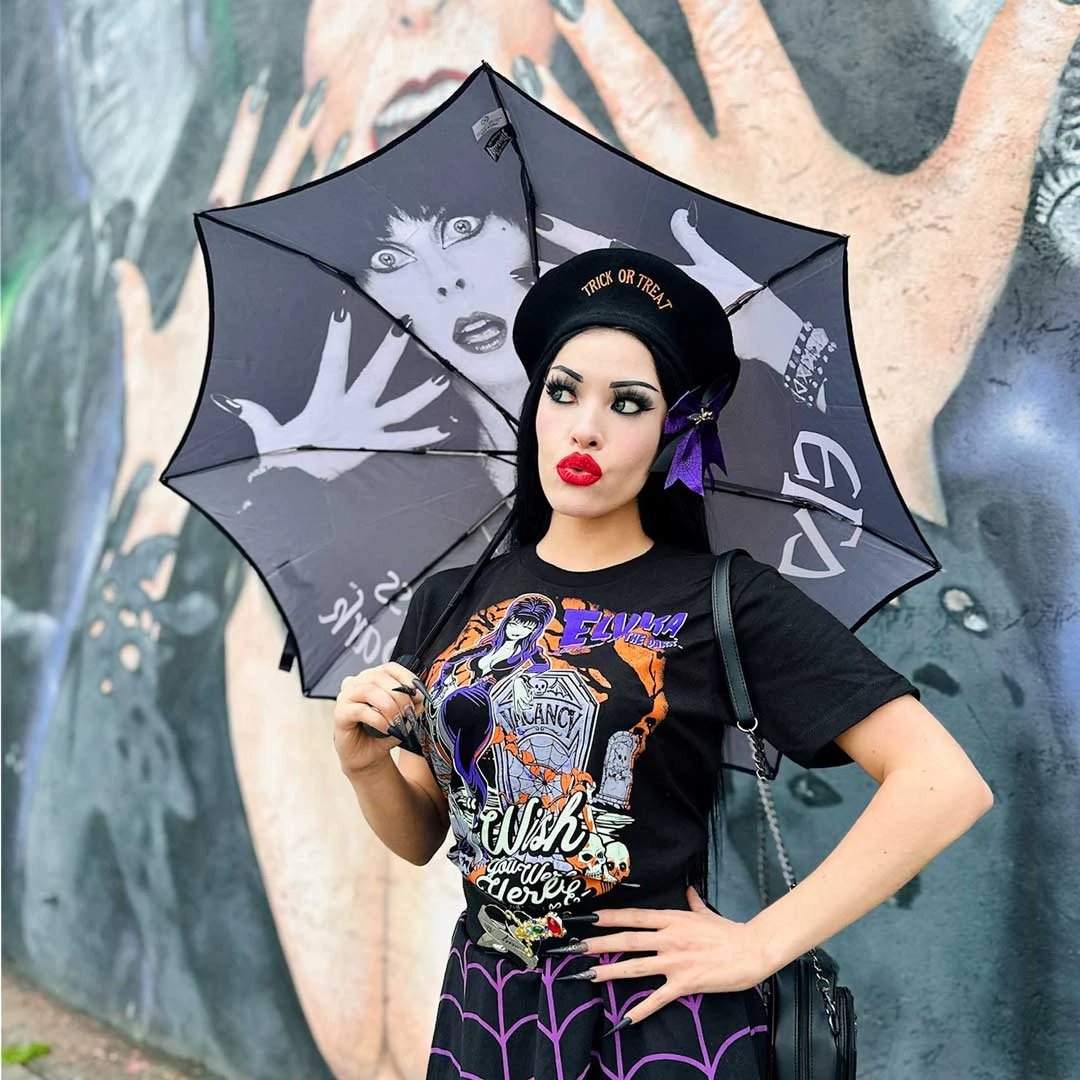 Skull Handle Elvira Classic Logo Umbrella 4 Skull Handle Elvira Classic Logo Umbrella - Image 4