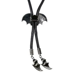 Bat Black Bolo Western Tie -Creepy Wear World JBTBB 3