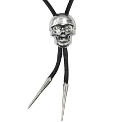 Skull Chrome Bolo Western Tie