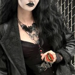 Black Widow Spider Rosary Charm Necklace -Creepy Wear World JNBWS 6