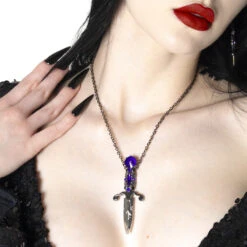 Elvira Dagger Necklace Purple -Creepy Wear World JNEDP 4